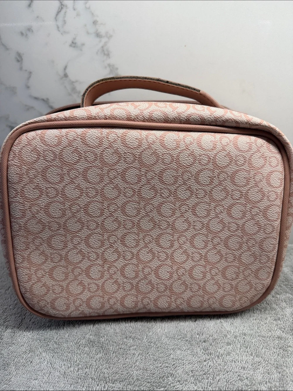 Guess Pink Monogram Travel Cosmetic Case